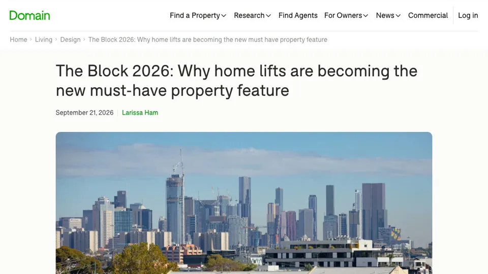 Domain article: The Block 2026, why home lifts are becoming the new must-have property feature